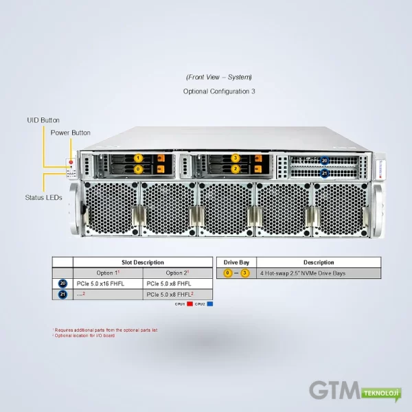 Supermicro SYS-322GA-NR 3U GPU Sunucu | Xeon 6900 8× GPU - Görsel 5