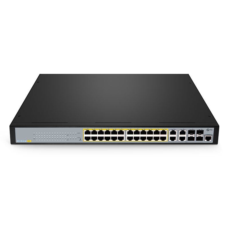 S3400-24T4FP, 24-Port Gigabit Ethernet L2+ PoE+ Switch, 24 x PoE+ Ports @370W, with 4 x 1Gb Combo Uplinks, Support ERPS 90131