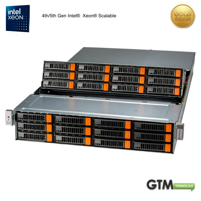 Supermicro 2U 24 Drive Intel Xeon Gold Serisi Depolama Sunucusu (SSG-521E-E1CR24H-G1) Hızlı Teslimat