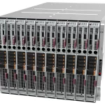 Supermicro SBA-817V7-1N SuperBlade blade sunucu düğümü — 8U muhafazada 10 adet takılı