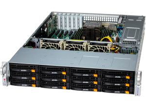 Supermicro SSG-522B-ACR12H — 2U önden yüklemeli depolama sunucusu, 14 sürücü yuvası