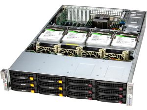Supermicro SSG-621E-ACR16H — 2U önden yüklemeli depolama sunucusu, 18 sürücü yuvası