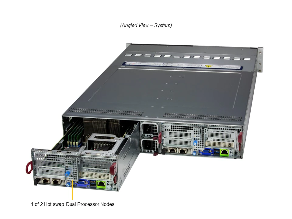 Supermicro SYS-221BT-DNTR 2U BigTwin Server – 2 Node, 12x NVMe/SATA - Görsel 2