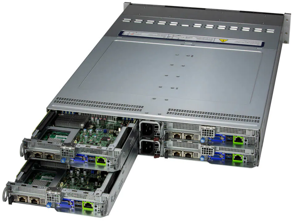 Supermicro SYS-221BT-HNC8R 2U BigTwin Server – 4 Node, 6x NVMe/SAS