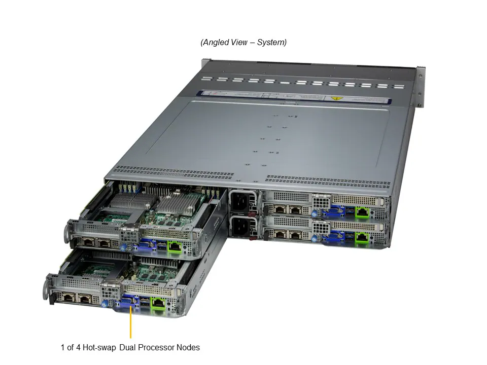 Supermicro SYS-221BT-HNC9R 2U BigTwin Server – 4 Node, 6x NVMe/SAS - Görsel 2