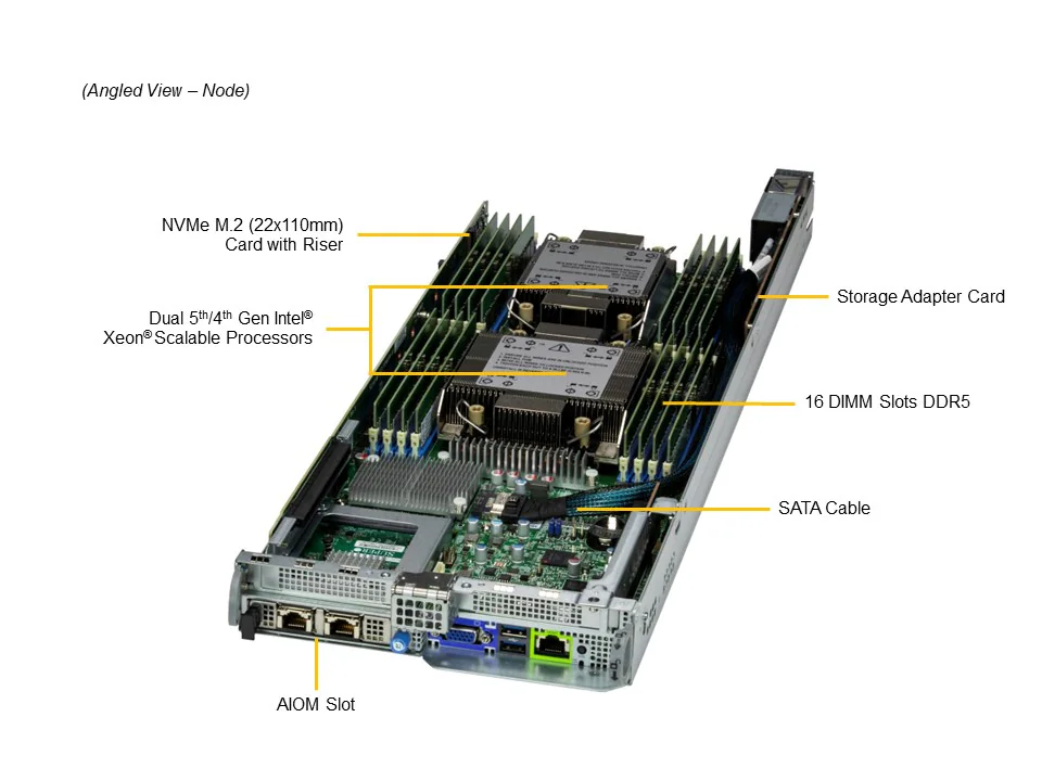 Supermicro SYS-221BT-HNTR 2U BigTwin Server – 4 Node, 6x NVMe/SATA - Görsel 3
