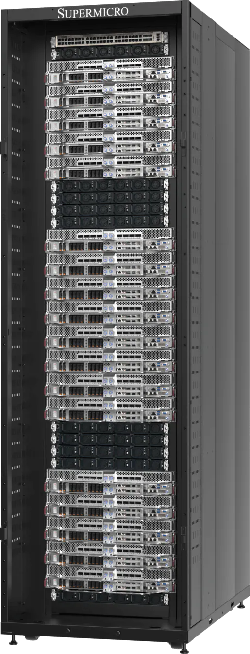 2-OU sıvı soğutmalı NVIDIA HGX B300 sistemi — 44OU ORV3 rack, 144 GPU