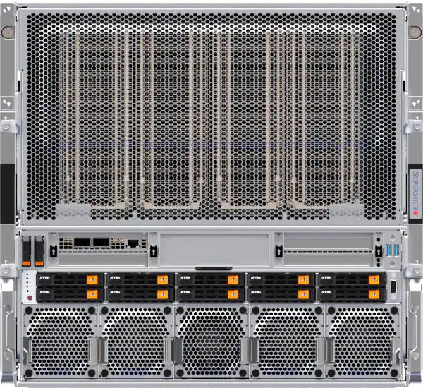 Supermicro 10U hava soğutmalı NVIDIA HGX B200 8-GPU sunucu